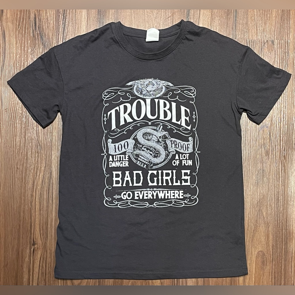 Gray Trouble Graphic Shirt  Graphic Tee  S